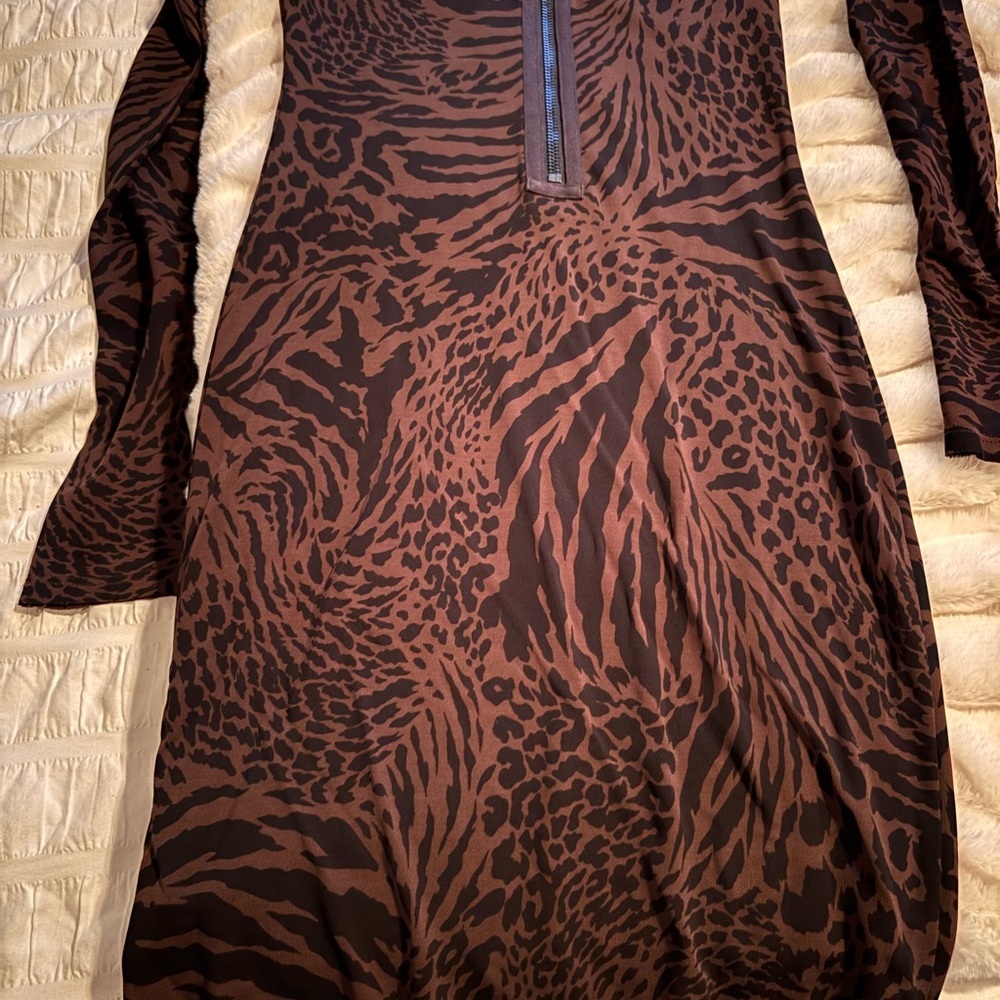 Alice + Olivia Black and Brown Long Sleeve Bodycon Dress - Picture 6 of 10